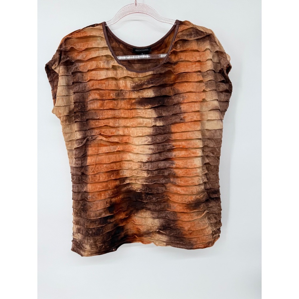 Notations Women's Ruffled Tie‎ Dye Sleeveless Blouse Top Sz XL